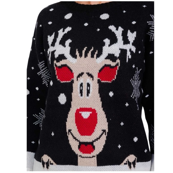 DOE & RAE Red nosed reindeer Christmas sweater S M L - Picture 4 of 8